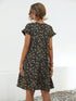 Frill Floral Round Neck Short Sleeve Tiered Dress - Odaingerous